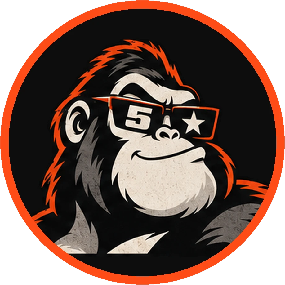 The Amplify Ape badge: a gorilla in star sunglasses