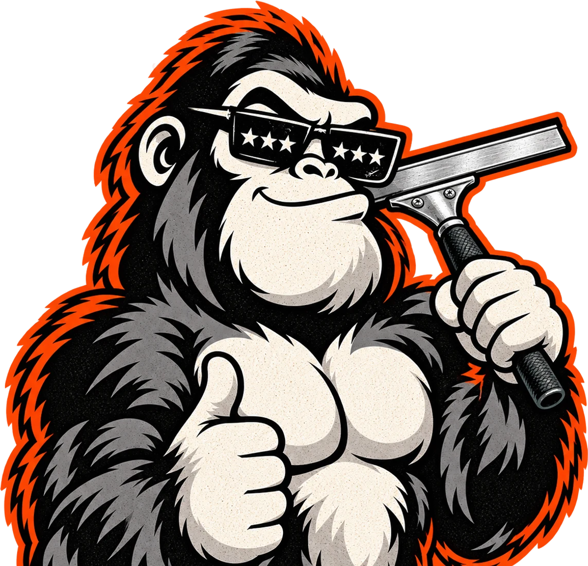 The Amplify Ape window cleaning mascot with a squeegee